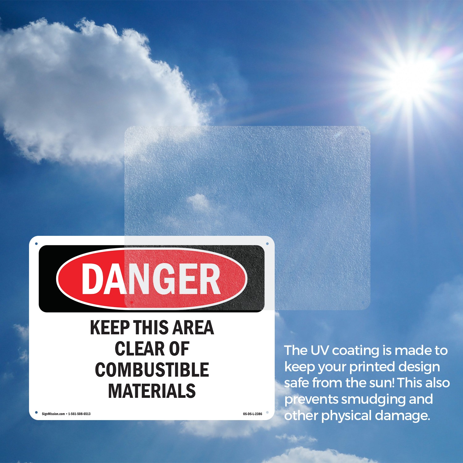 Keep This Area Clear Of Combustible Materials OSHA Danger Sign, Decal 5/10 Pack