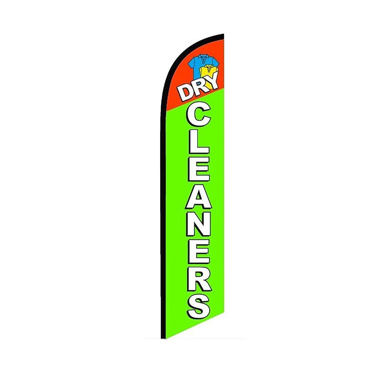 Dry Cleaners Green Swooper Flutter Feather Flag | 3ft W x 11.5ft Tall