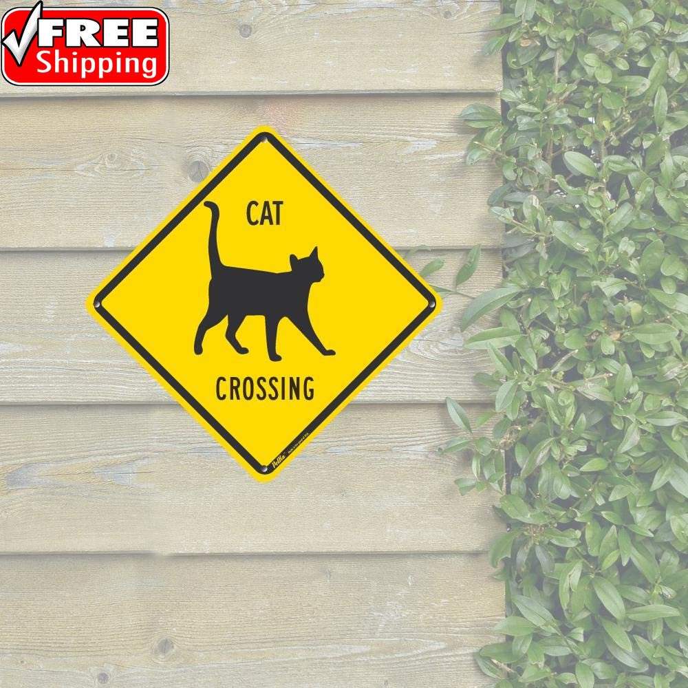 Petka Signs and Graphics Pkac-0153-Na_10X10 “Cat Crossing” Aluminum Sign, 10″ X