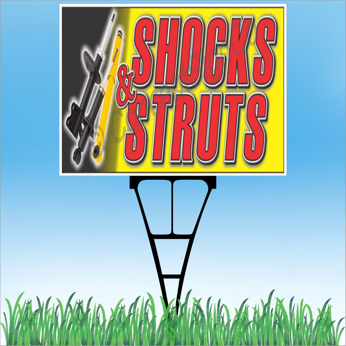 18″x24″ SHOCKS & STRUTS Outdoor Yard Sign & Stake Sidewalk Lawn Auto Repair Shop
