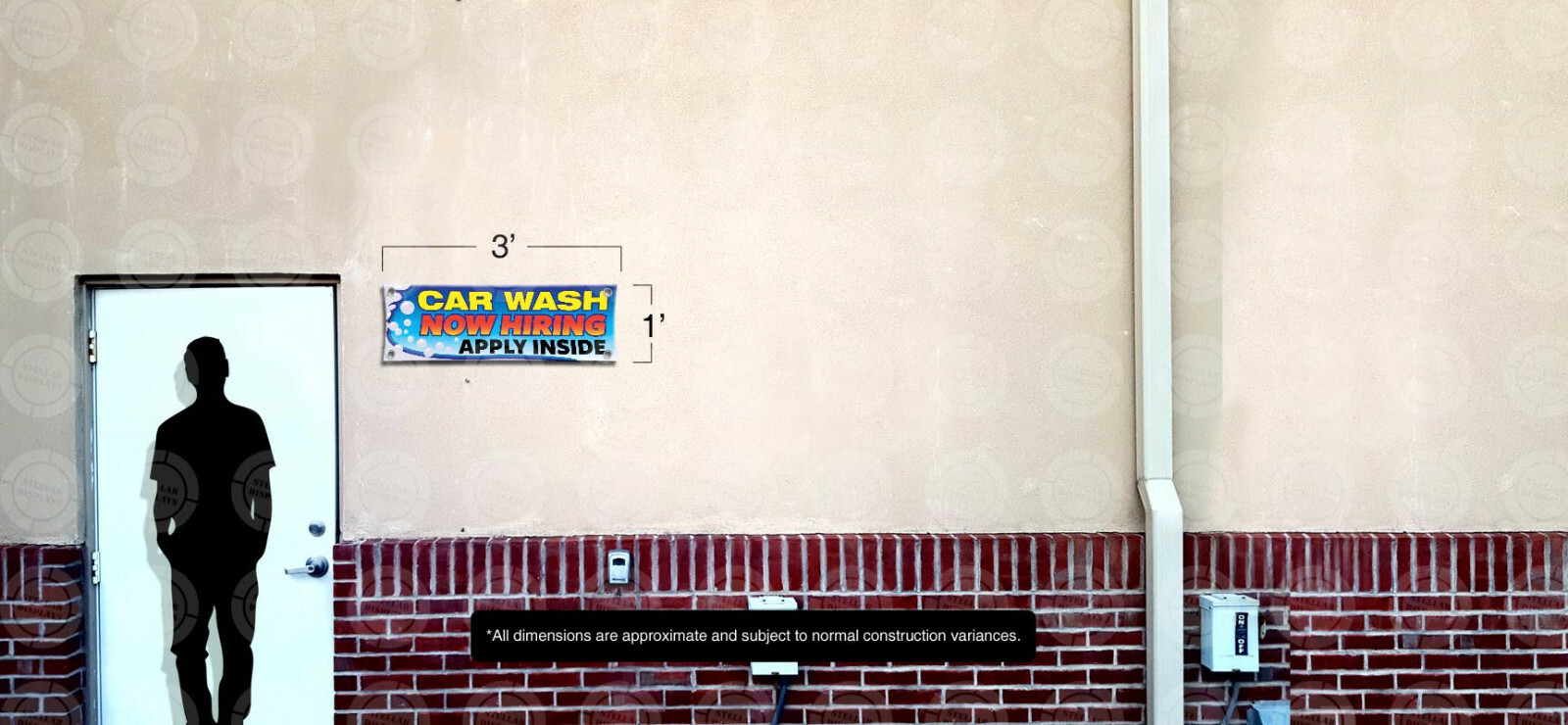CAR WASH Now Hiring Banner Vinyl Display Various Bright Color Sign Poster Lona