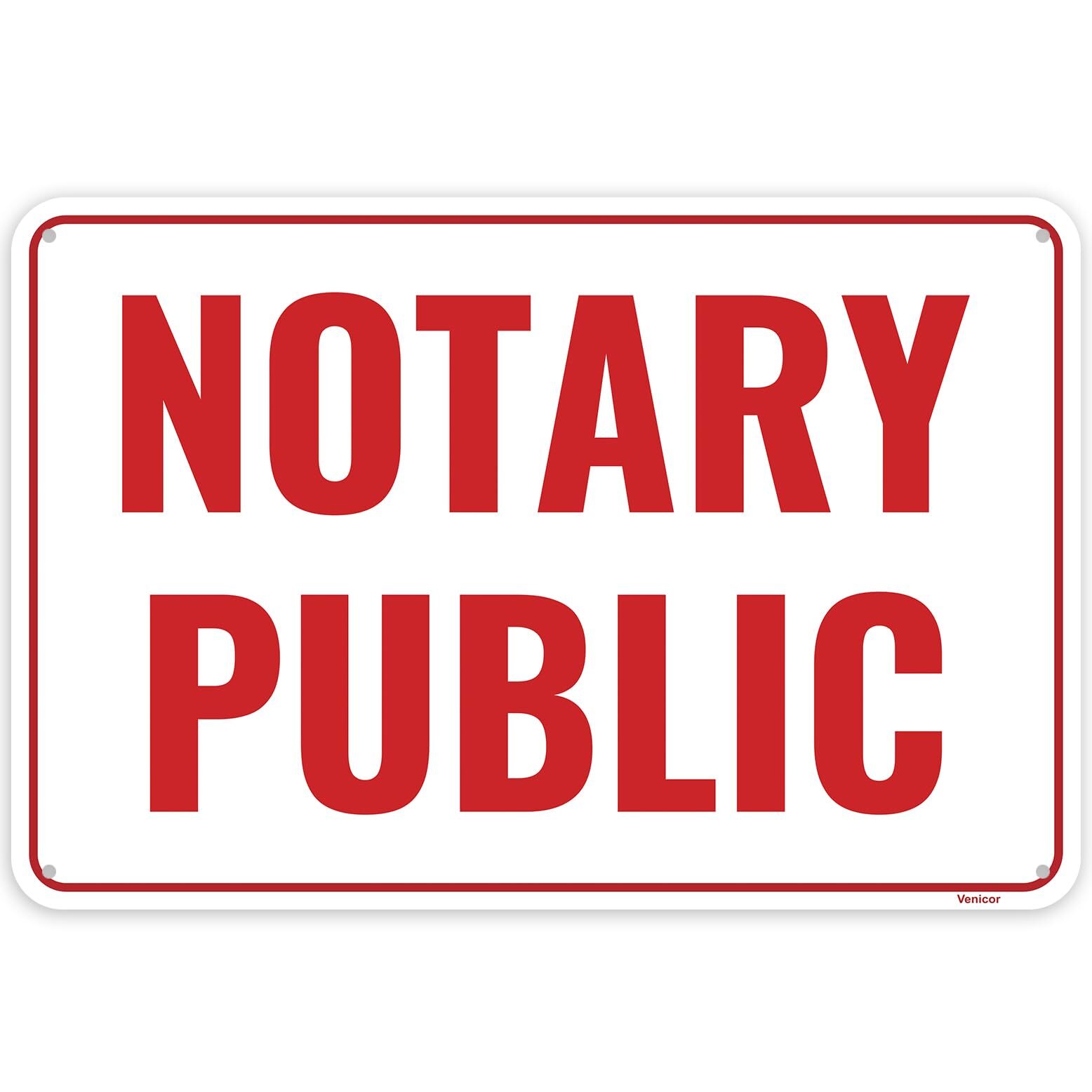 12×8-inch Notary Public Sign Rust-Free Aluminum for Professional Office Use