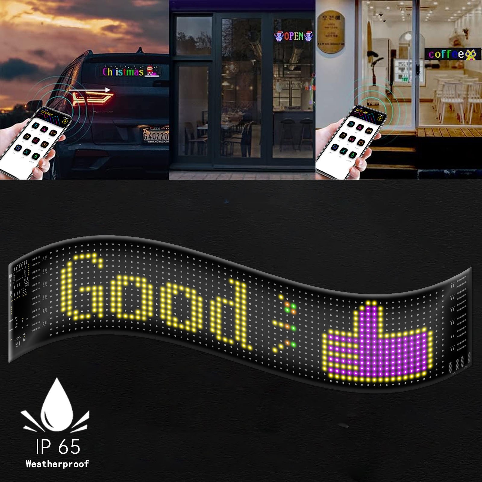 Car Windshield LED Sign 16*32 Pixel App Control Programmable Flexible Led Screen