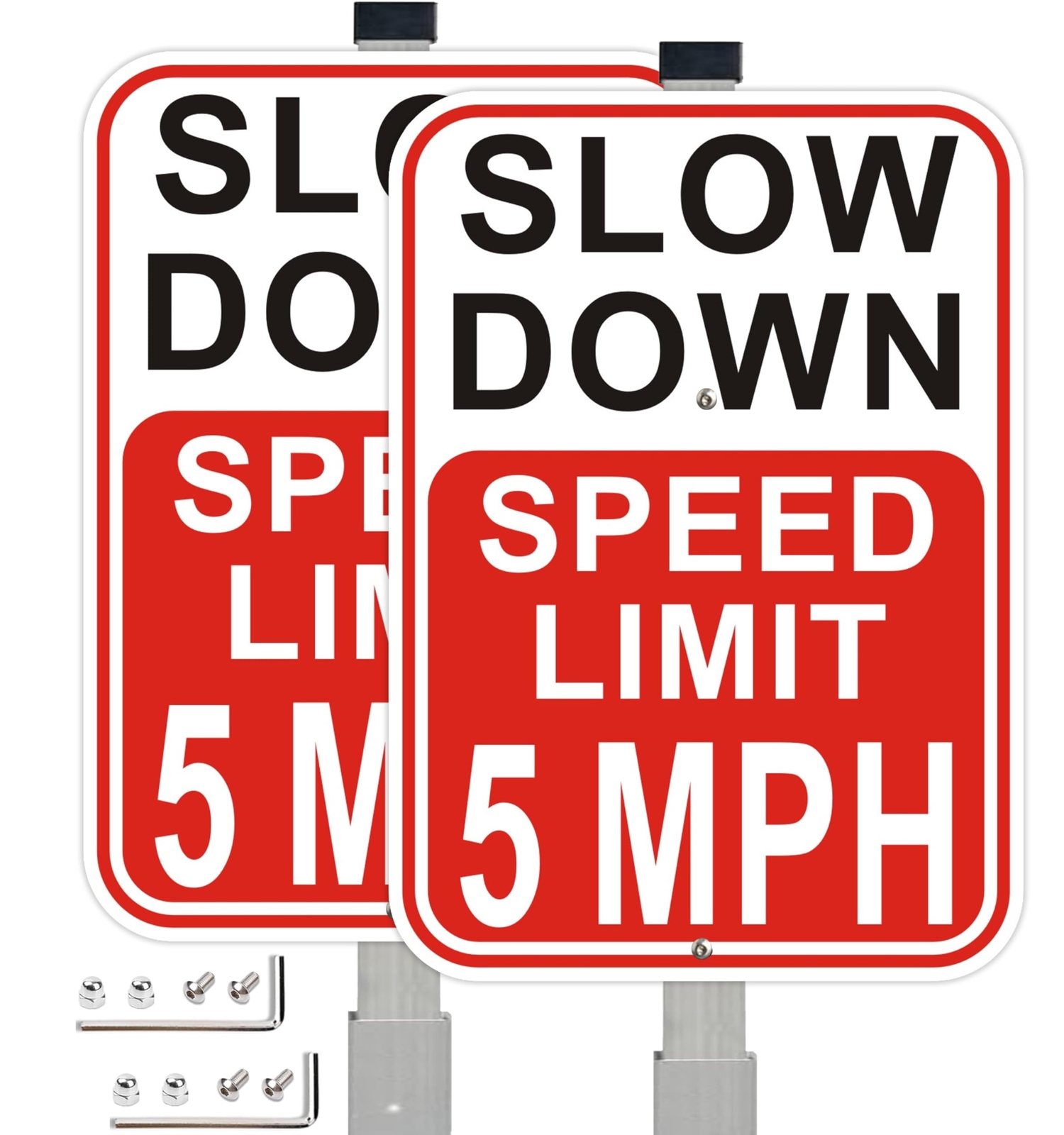 2Pack Slow Down Sign Speed Limit 5 MPH Sign with 36″ Stakes 14″×10″ Reflectiv…