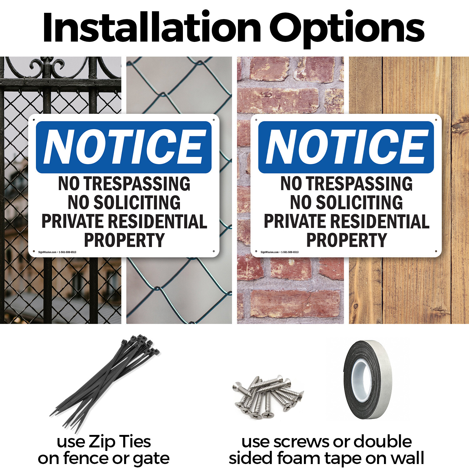 (2 Pack) No Trespassing No Soliciting Private Residential OSHA Notice Sign Decal