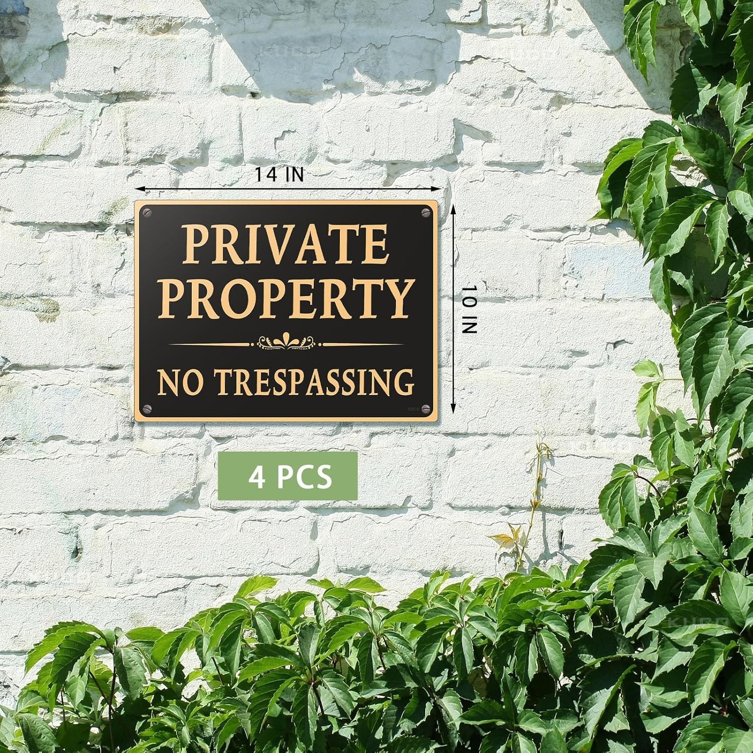 4 Pack Large Private Property No Trespassing Signs, 10″x14″, UV Ink Printing, 15
