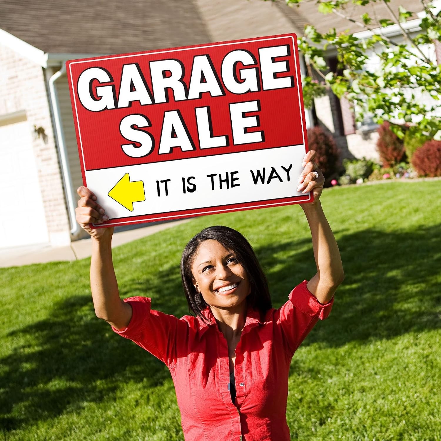 7 Pcs Garage Sale Sign With Metal Stakes, 17″ x 13″, Double-Sided With 20 Dir…