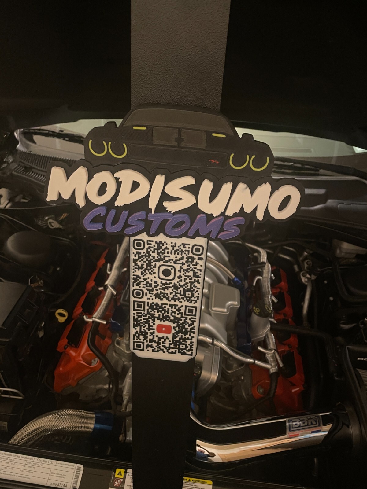 QR CODE HOOD PROP w/SOCIAL MEDIA LINKS – CAR SHOW, ABS PROP, 3D-PRINTED GRAPHICS