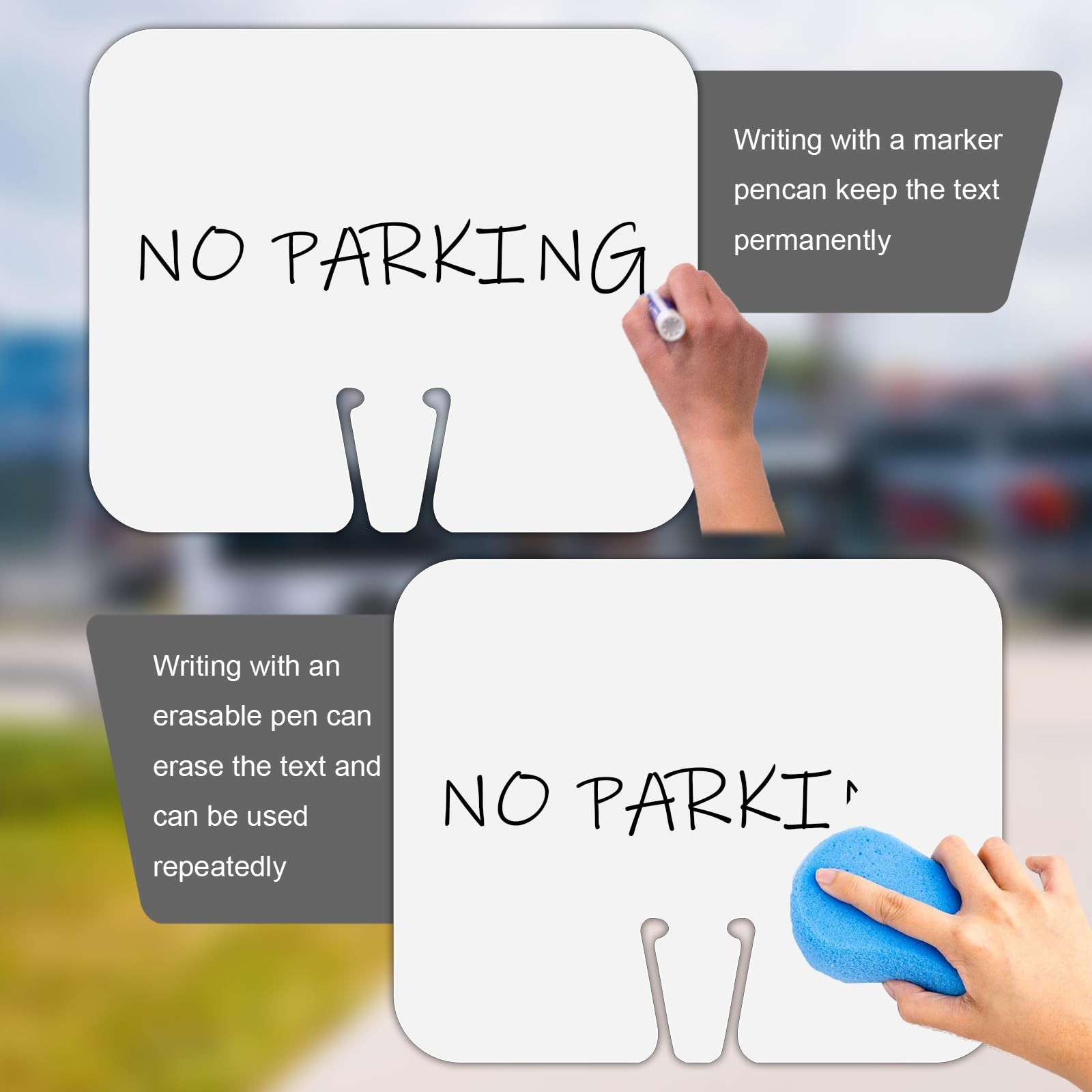 5 Pack Blank Traffic Cone Signs, 12.6″x10.4″ Write-On Traffic Sign, PVC Traff…