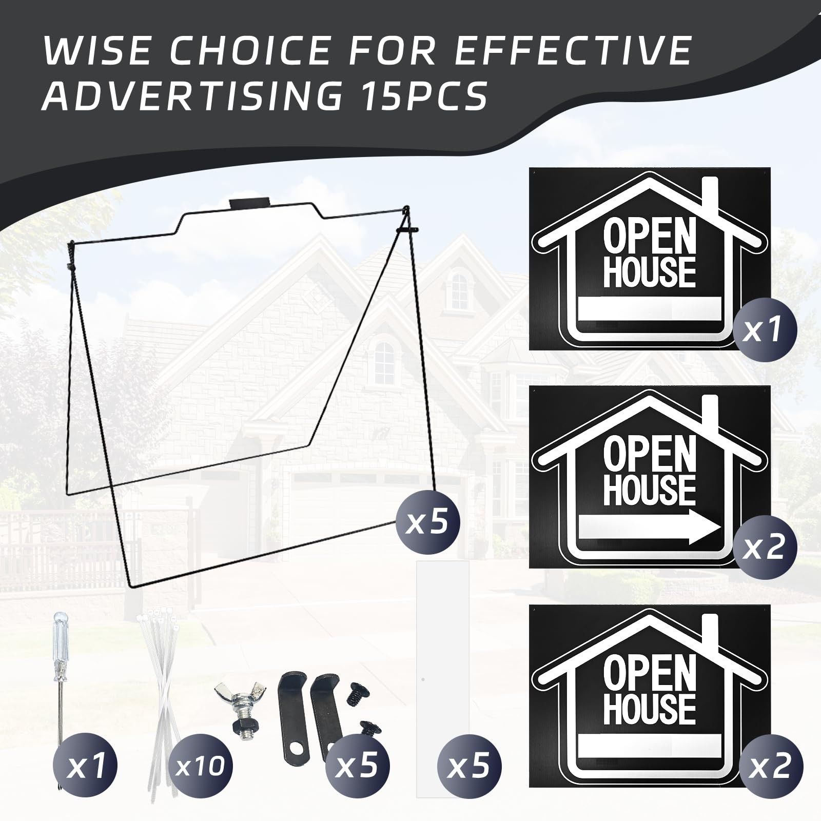 5 Pack Open House Signs for Real Estate – Real Estate Signs with 30â€œx28″ 5