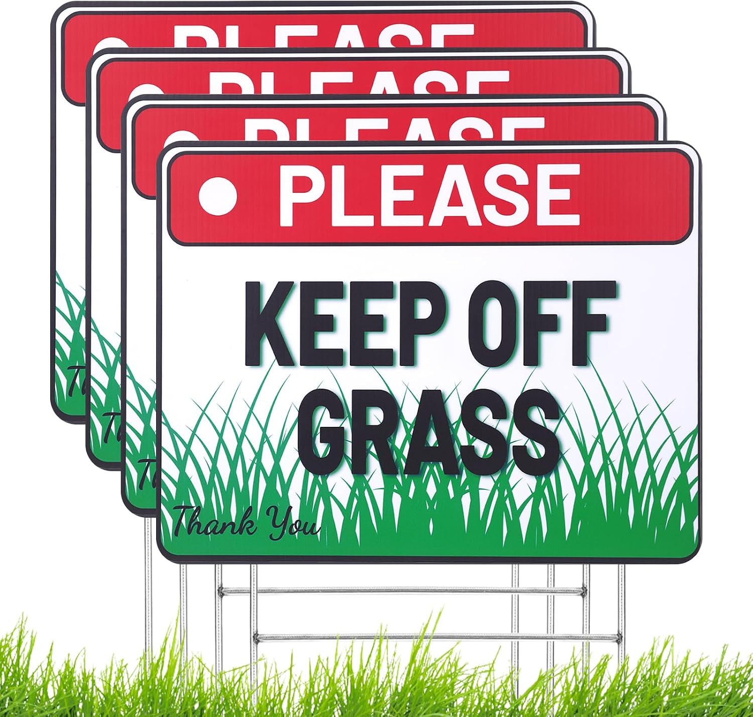 4 Pcs 8 X 12 Inch Please Keep off Grass Sign Double Sided Plastic Lawn Garden Si
