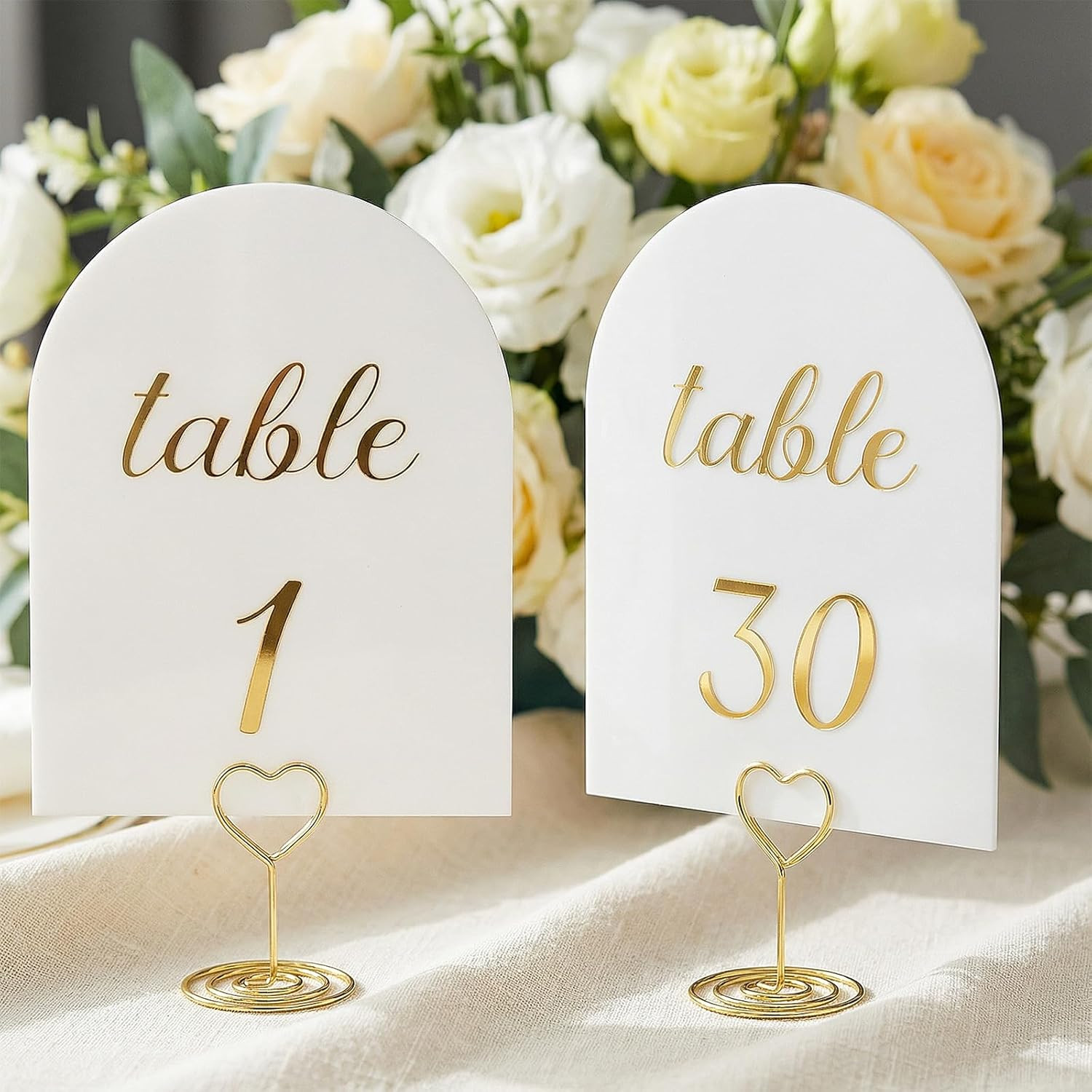 Arch Table Numbers 1-30 plus Head Table, 5.9X3.9 Inch White Card Stock, Double-S