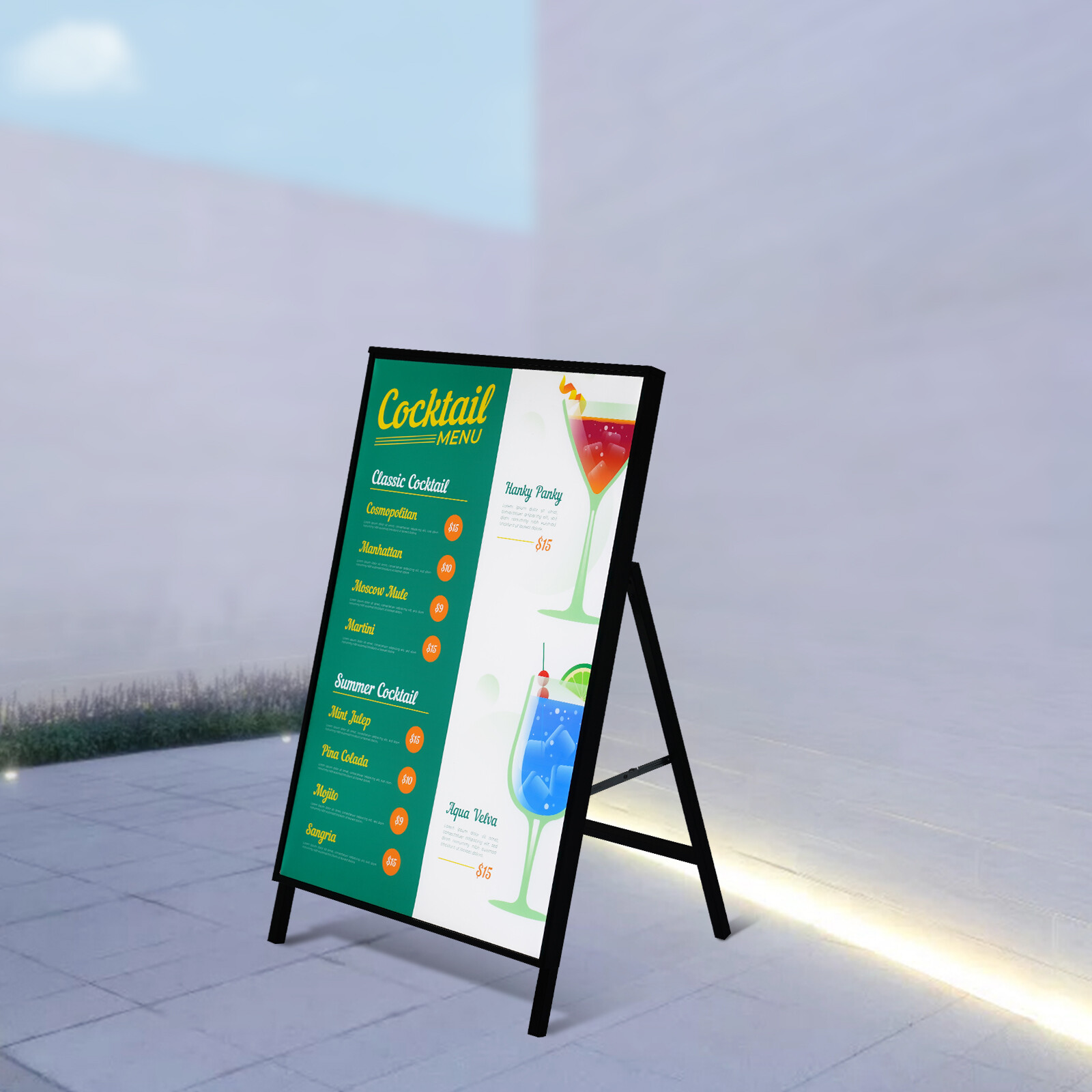 LED Movie Poster Frame Floor Standing Black 60 × 90 cm Advertising Display