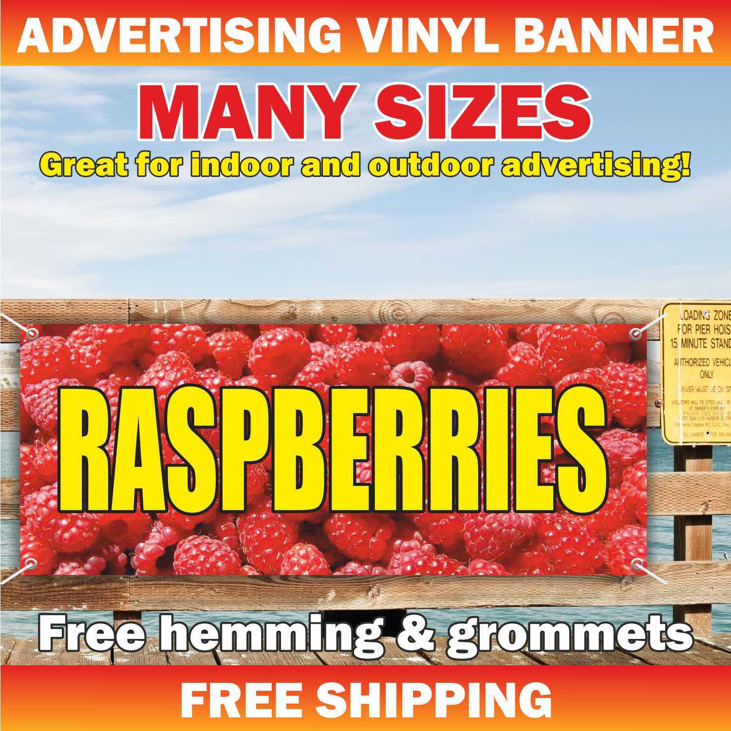 RASPBERRY Advertising Banner Vinyl Mesh Sign FRESH SQUEEZED ICE COLD LEMONADE
