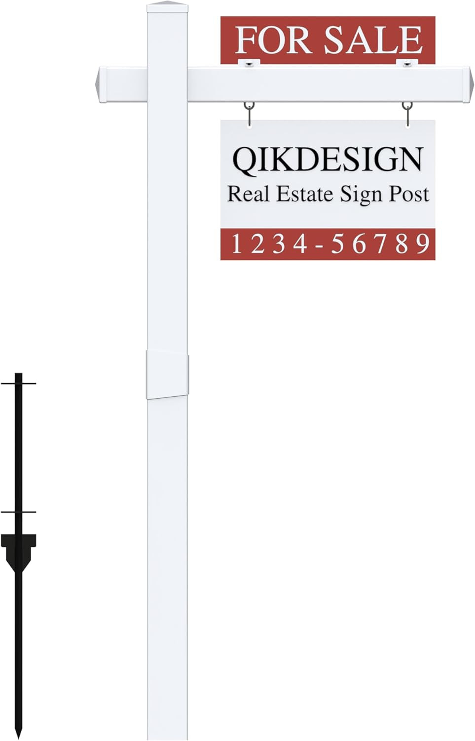Vinyl PVC Real Estate Sign Post 6′ Tall (Connected Type), White Realtor Yard Sig
