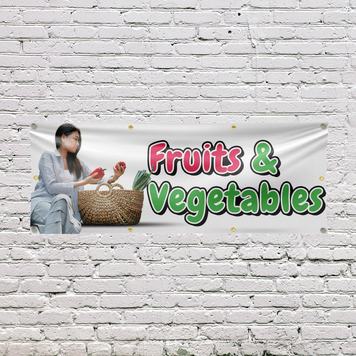 Signmission Fruits And Vegetables Banner Sign 36 X 96 13 Oz Vinyl Metal