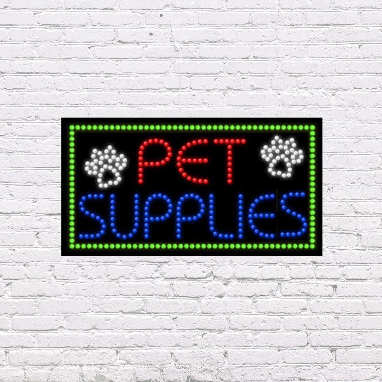 LED Pet Supplies | Light-up Sign | 32″W x 17″H x 2″D