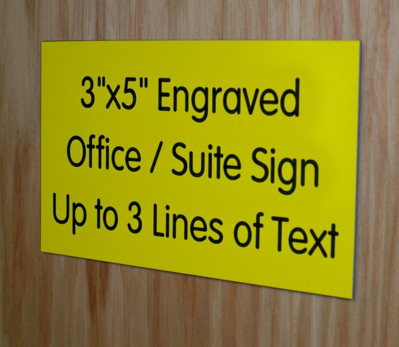 Custom Engraved 3×5 inch Yellow Sign | Add Your Wording | with Adhesive Backing