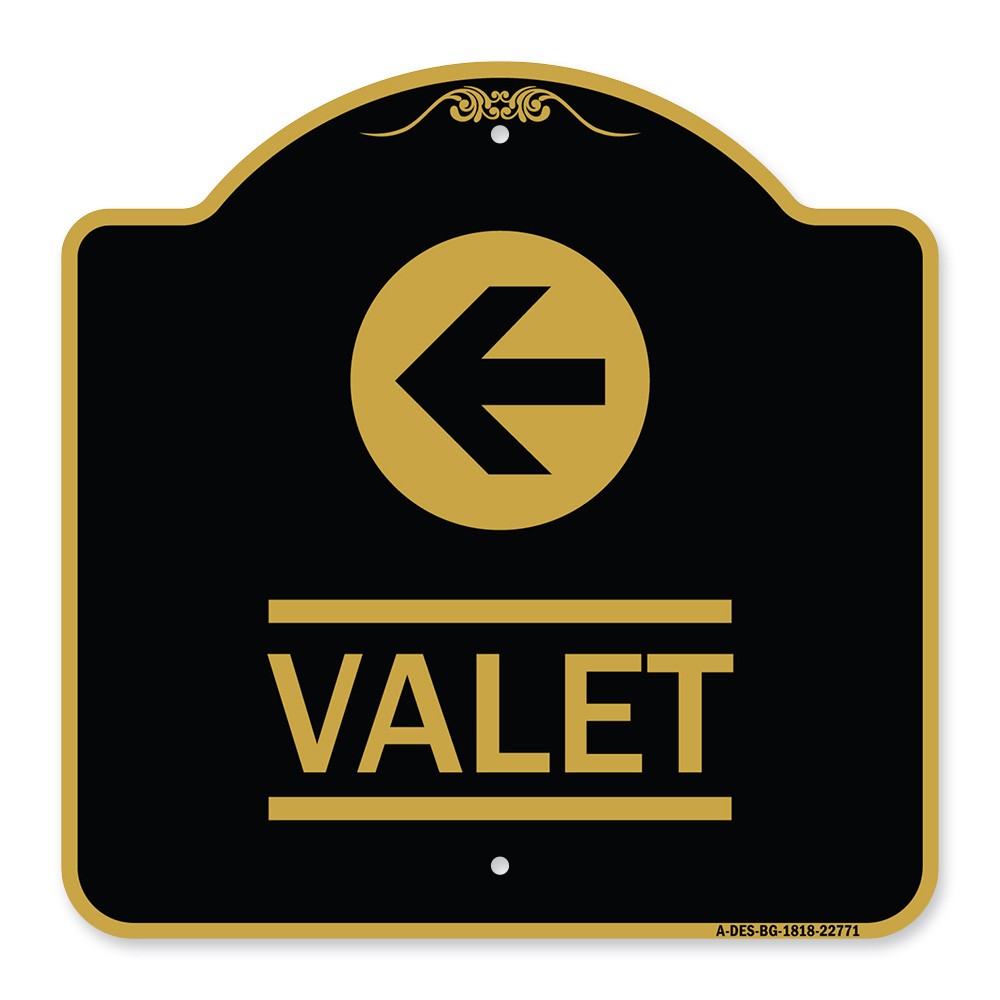 Designer Series – Valet Left Arrow Heavy Gauge Aluminum Architectural Sign
