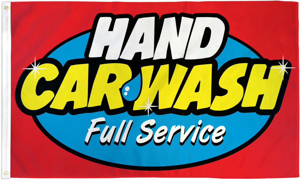 Hand Carwash Flag 3x5ft Car Wash Full Service Banner Sign Bandera Lavar de Autos