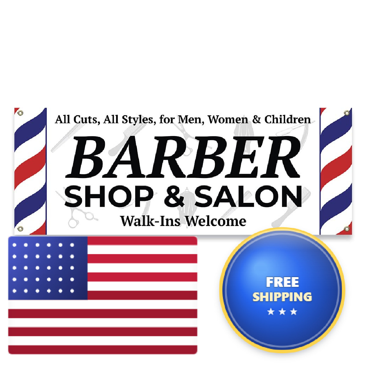 Mighty Skins Barber Walk-Ins 18 X 48 Duty 13Oz. Outdoor Vinyl Single Sided In