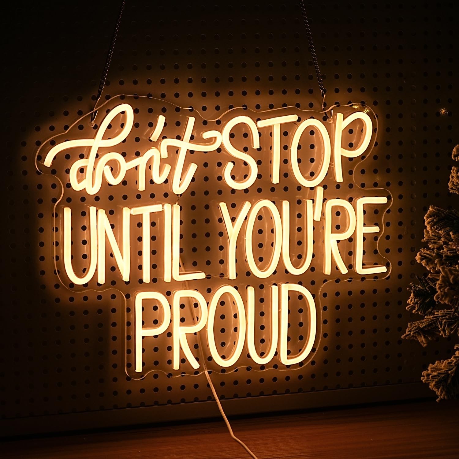 Don’t Stop Until You Are Proud Neon Sign Warm White LED Neon Light Dimmable U…