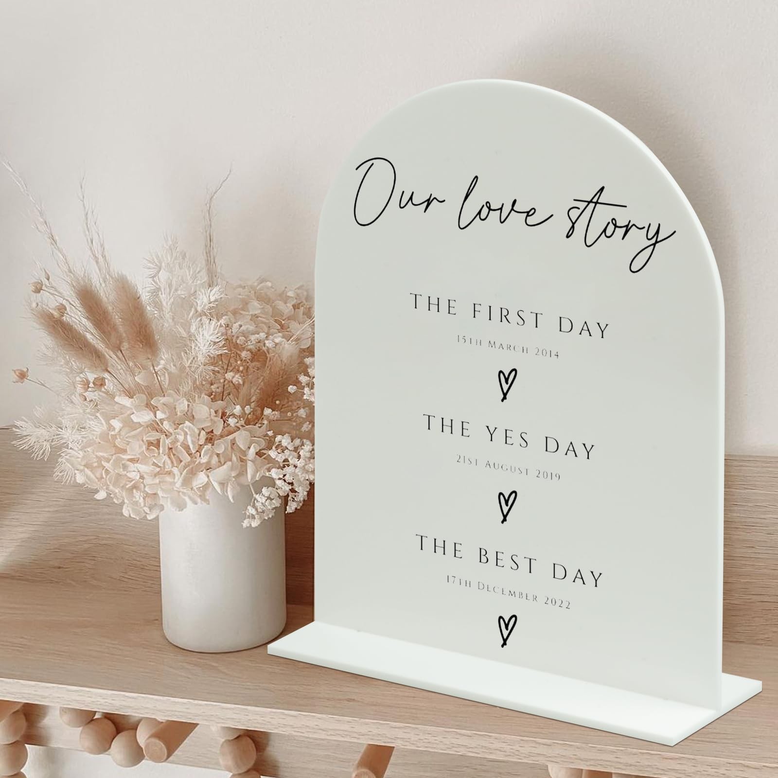 5 PCS 8×10 Inch White Arch Acrylic Sign With Stand Blank DIY Table Numbers