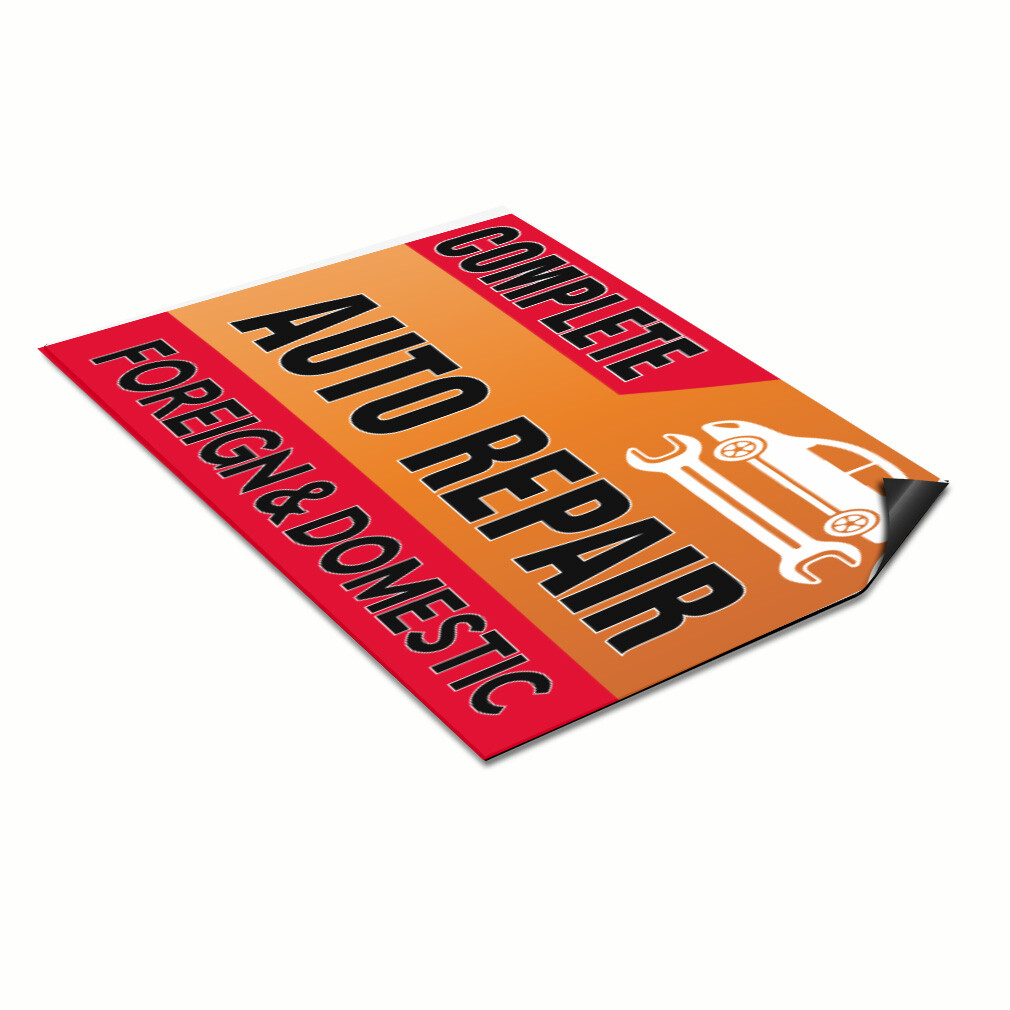 Car Magnet Set of 2 Complete Auto Repair Foreign & Domestic A Industrial Sign