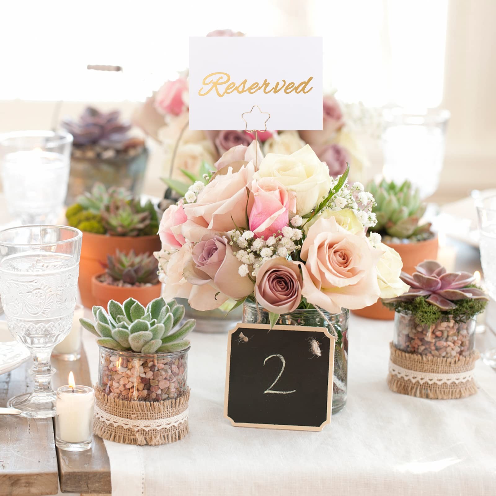 25 PCS Gold Wedding Reserved Table Signs Double Sided Paper Tent Card