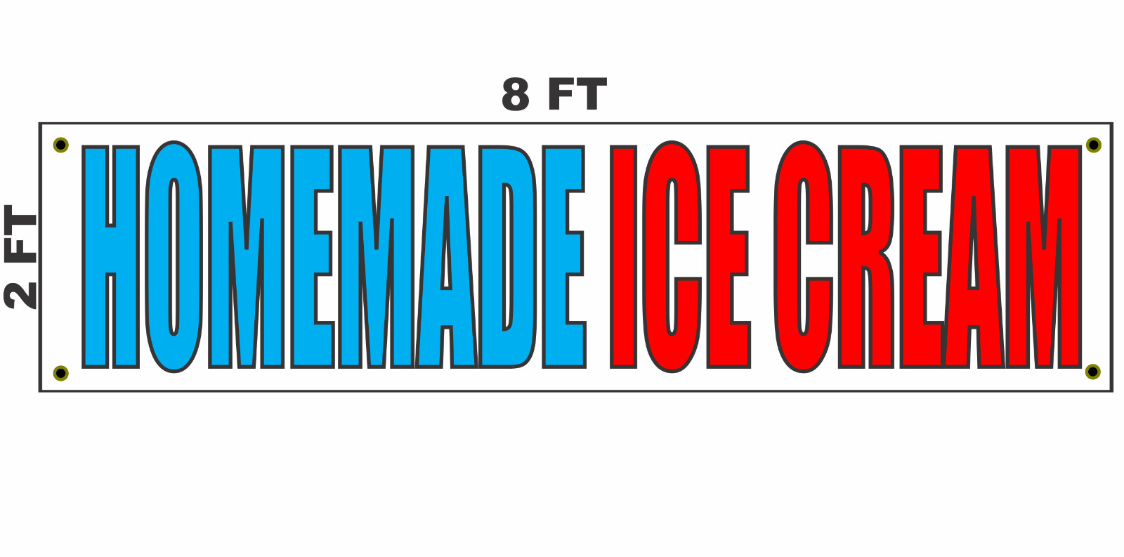 HOMEMADE ICE CREAM Banner Sign 2×8