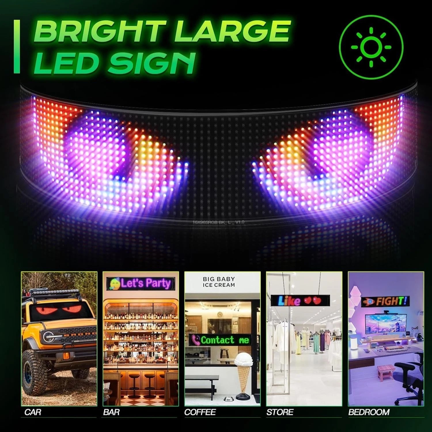 Huge Bright Programmable LED Sign，23”x5” Flexible Digital Scrolling LED Dis…