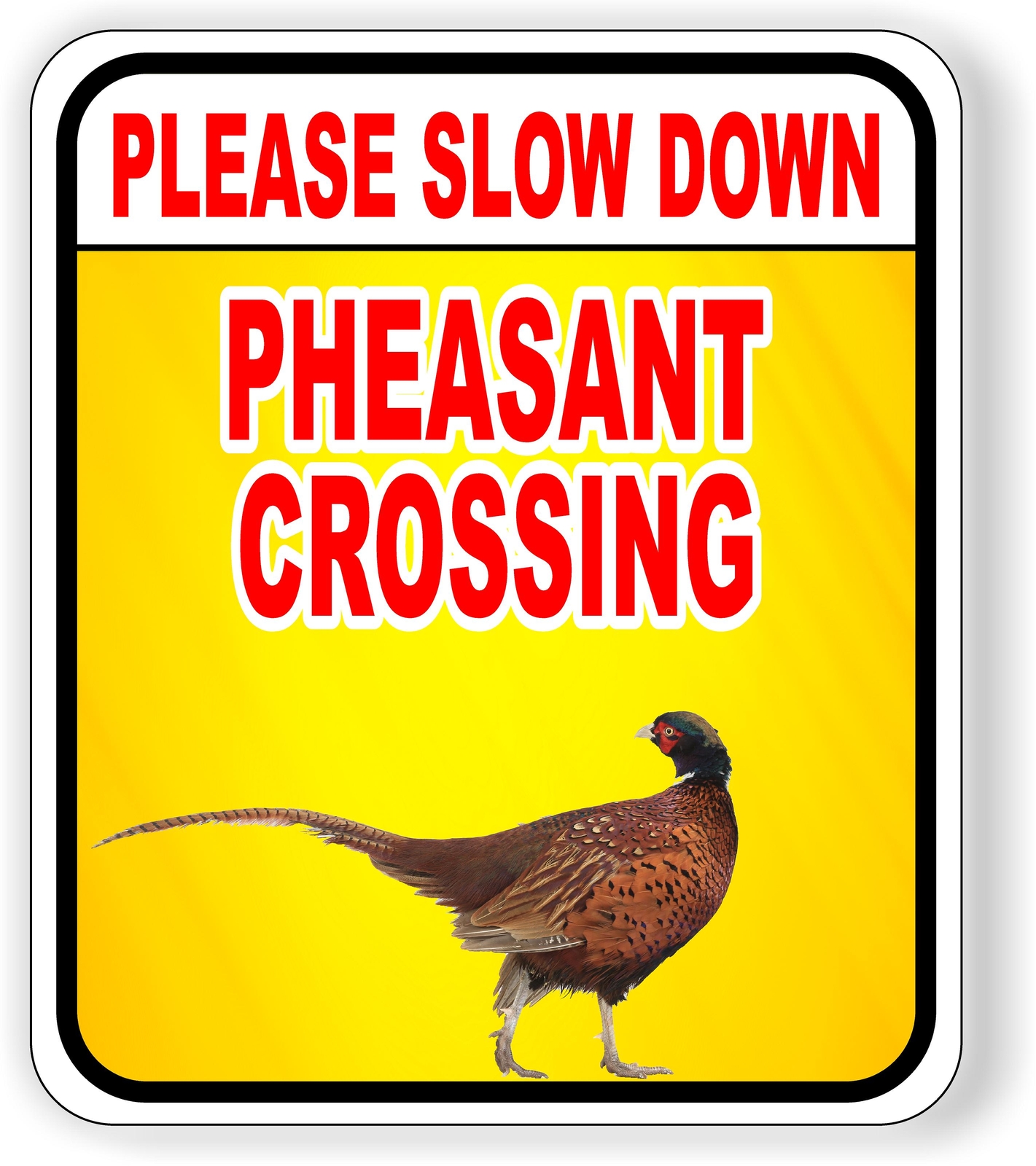 PLEASE SLOW DOWN PHEASANT CROSSING Aluminum Composite Sign