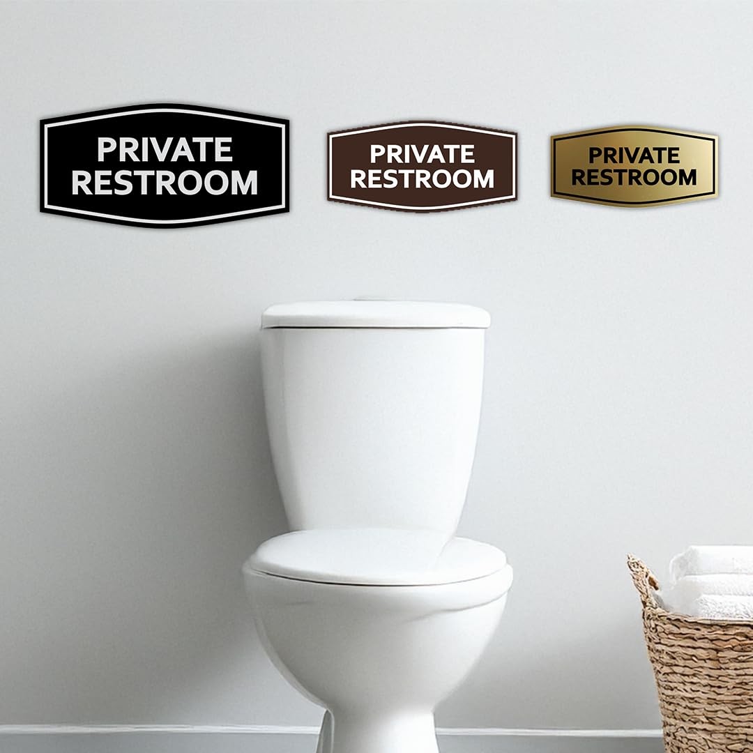 1 PCS Medium Brushed Silver Fancy Private Restroom Sign Door Wall Mount