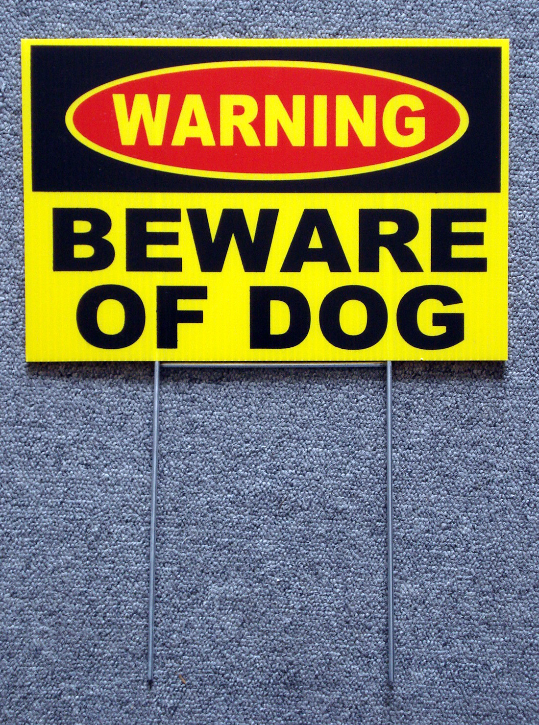 WARNING – BEWARE OF DOG SIGN 8″x12″ NEW with Stake Security Surveillance yellow