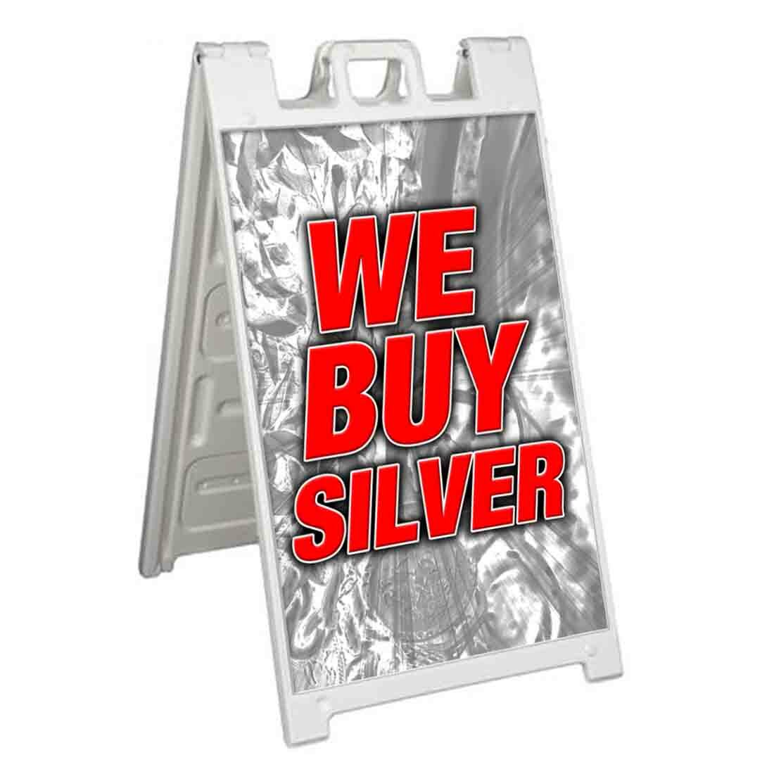 WE BUY SILVER Signicade 24×36 Aframe Sidewalk Sign Banner Decal GOLD PAWN