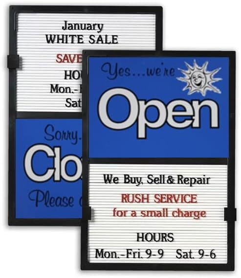 Glassmate Vertical Open/Closed Sun Message Slider Board Sign | 14″W x 20″H