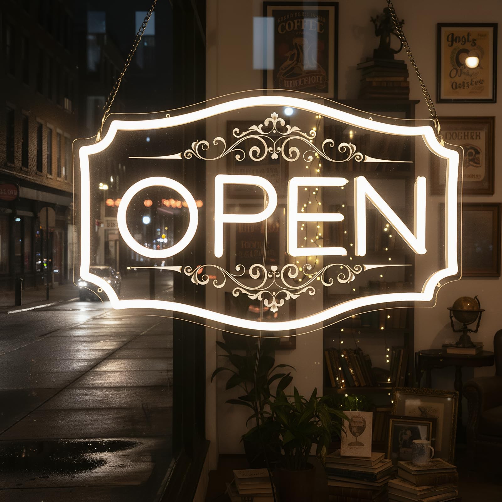 Open Sign for Business, LED Dimmable Neon 16.5″ X 10.5″, Warm White