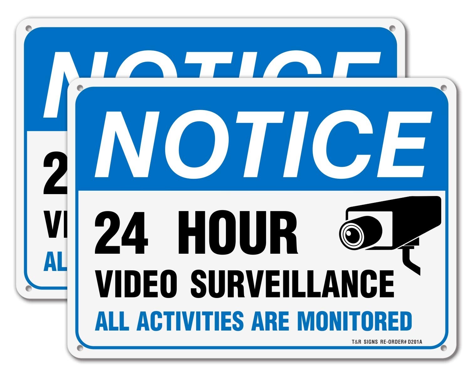 Video Surveillance Sign 2 Pack 7×10 Aluminum UV Protected Waterproof Heavy Duty