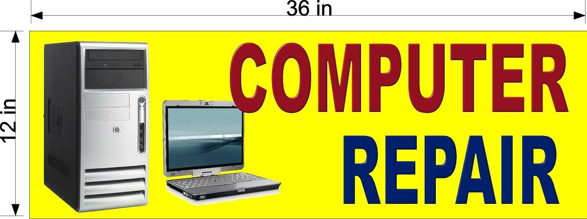 CLEARANCE SALE 12″ X 36″ COMPUTER REPAIR PERFORATED VINYL WINDOW DECAL