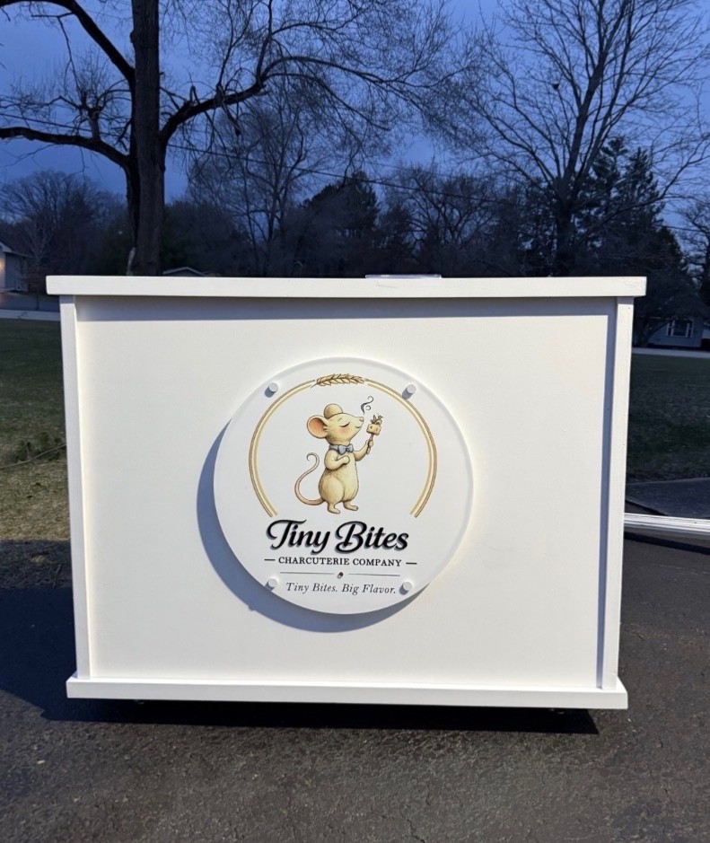 Rectangular acrylic backlit sign 34”x24”, blank on front, white background