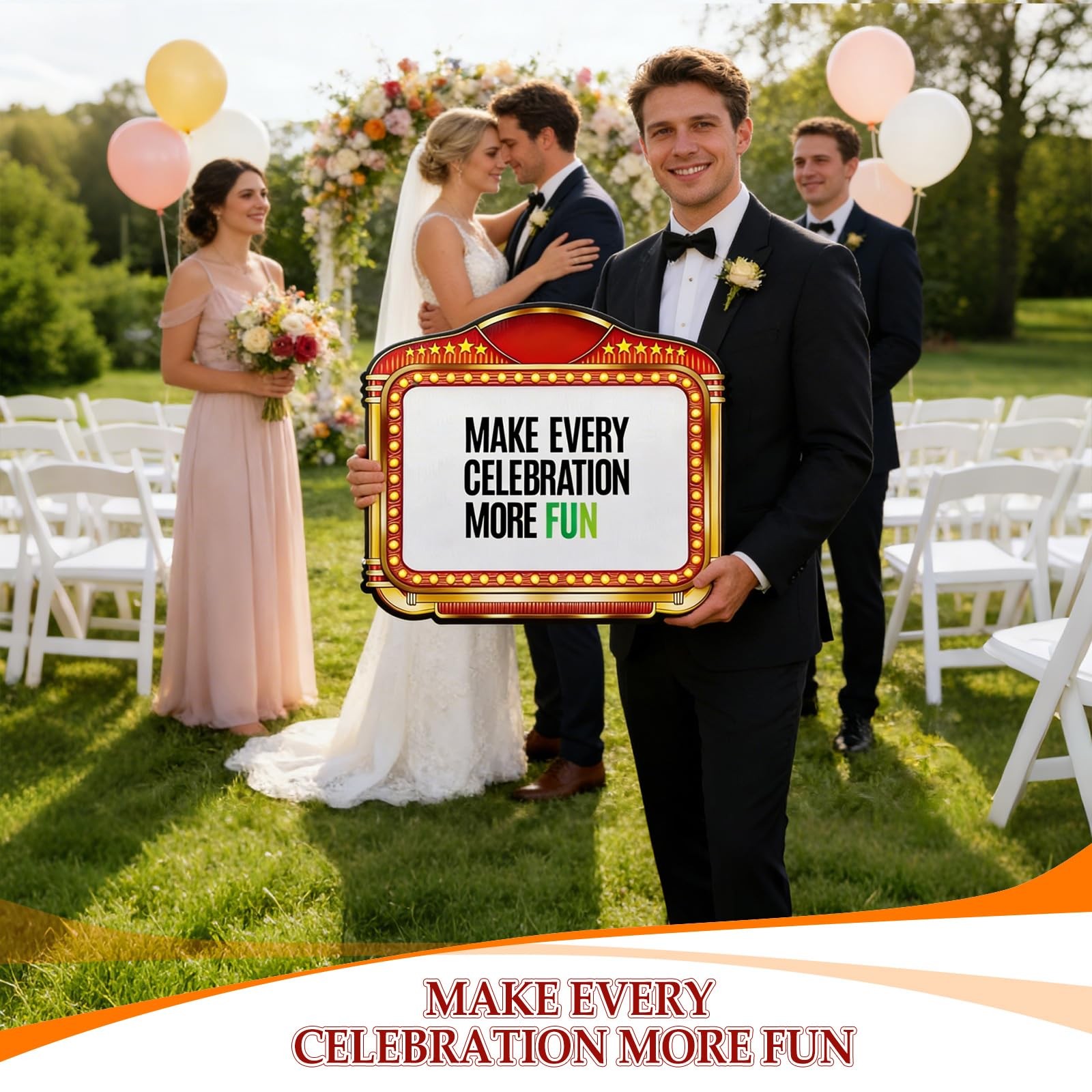 2 Pack Wedding Bottle Service Sign with Letters Sticker,DoubleSided Design,22…