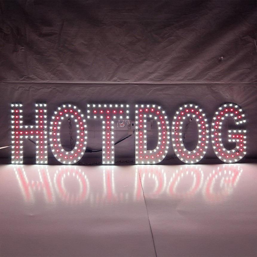 EPL Signs HOTDOG Red LED Sign Business 7″x30″ Remote 2G Blinking Mode