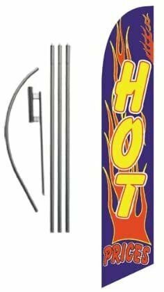 HOT PRICES 15ft Feather Banner Swooper Flag Kit – INCLUDES 15FT POLE KIT…