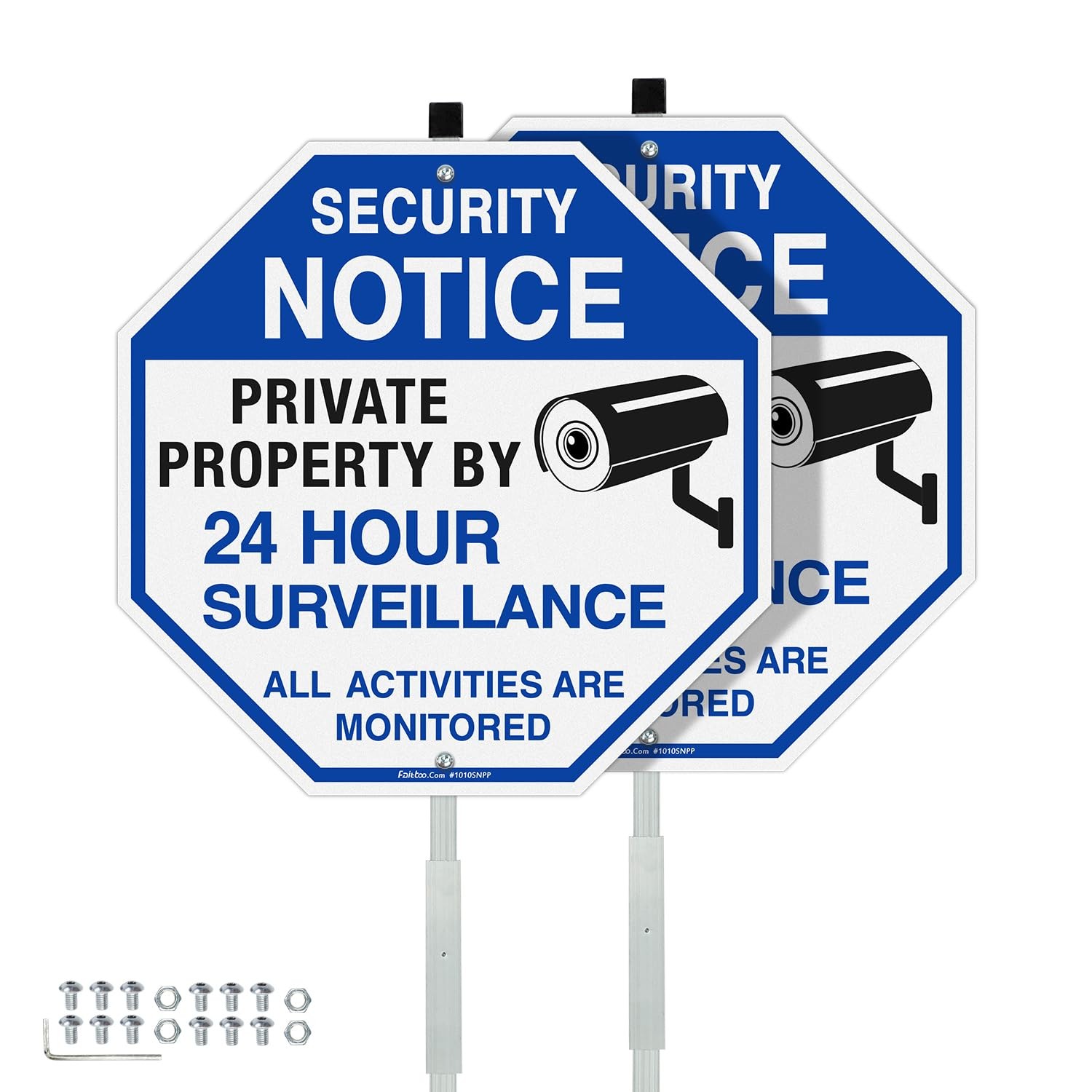 Security Signs Private Property Video Surveillance Sign with 42″ Stake 2-Pack…