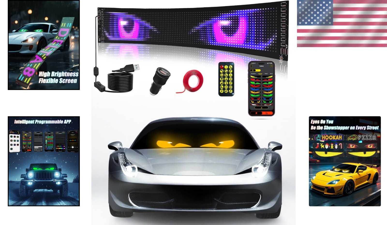Devil Eyes Light for Windshield,23.4″x4.7″ Car Programmable LED Eye…