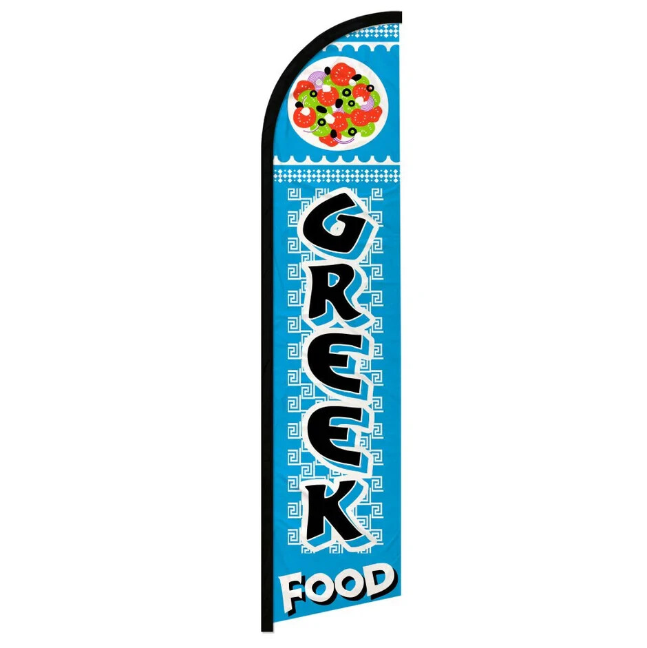 Greek Food Windless Full Sleeve Feather Advertising Food Truck Banner Flag