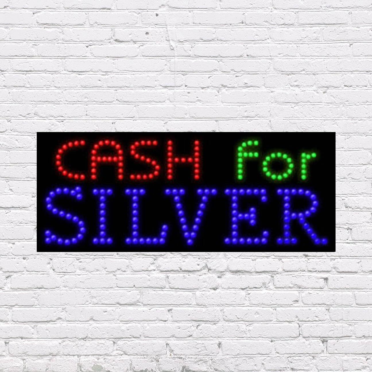 LED Cash For Silver Sign | Light Up Sign | 11″H x 27″W x 2″D