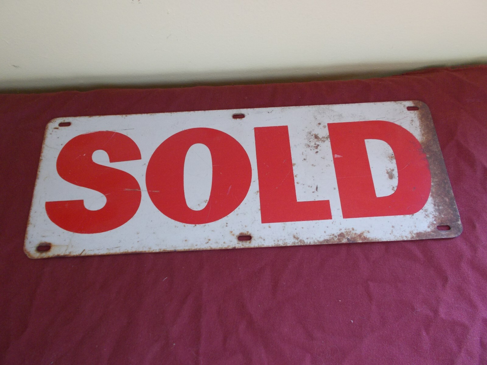 VINTAGE STEEL DOUBLE SIDED SOLD SIGN REAL ESTATE REALITY