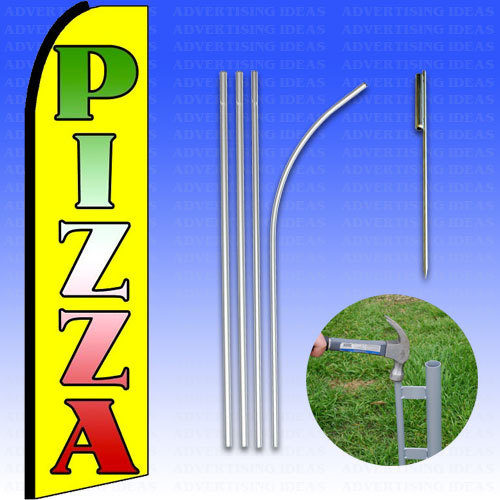 Feather Flag Swooper Advertising Flag Banner Sign 15′ Tall Kit – PIZZA yellow