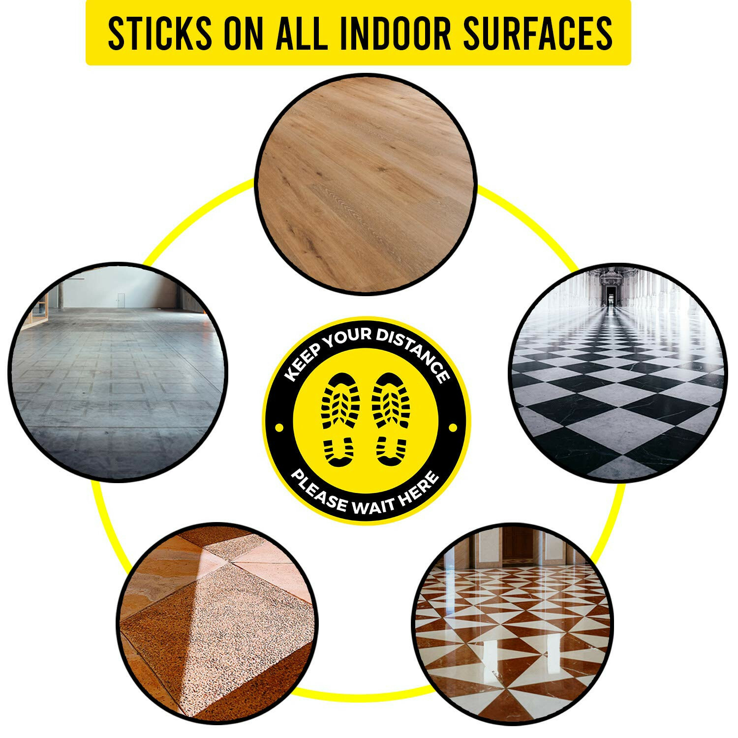 10 Pack Social Distancing Floor Decals – 11″ Commercial Grade Removable Sticker